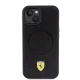 Ferrari iPhone 15 vāciņš Carbon Metal Logo MagSafe, melns