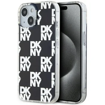 Чехол DKNY для iPhone 15 Plus / 14 Plus IML Checkered Mono Pattern, черный