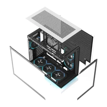 DarkFlash F1 balts ATX datora korpuss ar 6 ventilatoriem