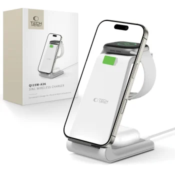 Беспроводное зарядное устройство 3в1 Tech-Protect QI15W-A36 для Apple, белое