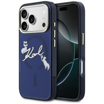 Karl Lagerfeld IML Choupettes Karl Script Logo MagSafe Phone Case Cover iPhone 17 Pro - Blue