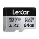 Atmiņas karte Lexar High-Performance Silver Plus microSDXC 64GB ar adapteri (LMSSIPL064G-BNANG)