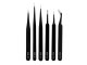 Precision Anti-Static Tweezers Set 6 Pcs for Electronics Repair, Black