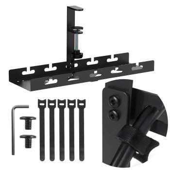 Maclean MC-105 B Under-Desk Cable Organizer, 5kg, Black