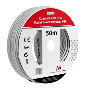 Koaksiālais antenas un satelīta kabelis Maclean MCTV-571 RG6 1.0 CCS, 50 m