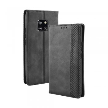 Huawei Mate 20 Pro 2018 (LYA-L09, L29) Vintage Style Magnetic Leather Wallet Protective Case Cover, Black | Чехол...