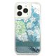 Guess iPhone 13 Pro Max vāciņš Flower Liquid Glitter Zaļš