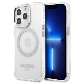 Guess Metal Outline MagSafe vāciņš iPhone 13 / 13 Pro - Sudraba