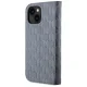 Karl Lagerfeld iPhone 14 atverams vāciņš maciņš grāmatiņa Saffiano Mono, sudraba