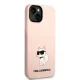Karl Lagerfeld silikona vāciņš iPhone 14 Plus ar Choupette ikonu Rozā