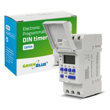 Greenblue GB104 Digital DIN Rail Timer, 16 Programs