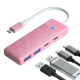 USB-концентратор Orico PAPW2AC-C3-C3 4 порта (2x USB-A, USB-C, 100W PD), 0.15м, Розовый