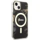 Guess iPhone 14 vāciņš IML Golden Marble MagSafe, melns