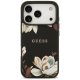 Guess Grained Flowers Classic Logo MagSafe vāciņš iPhone 17 Pro – melns | Phone Case Cover