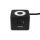 Сетевой фильтр куб Huslog с LED подсветкой и USB портами, 5в1, черный