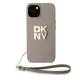 DKNY Wrist Strap Stock Logo vāciņš iPhone 15 Plus 6.7\", bēšs