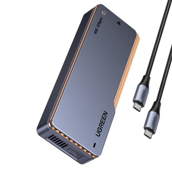 Ugreen D703 USB4 40Gb/s M.2 NVMe SSD korpuss ar aktīvo dzesēšanu, pelēks