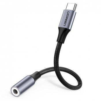 UGREEN USB-C uz 3.5 mm AUX MiniJack Adapteris Kabelis Vads, Melns | USB-C to 3.5 mm Female Adapter