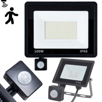 LED Floodlight with Motion and Dusk Sensor 100W 6000K IP66