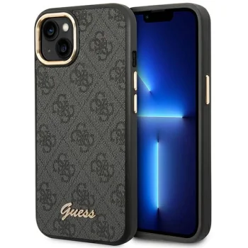 Guess iPhone 14 Case 4G Vintage Gold Logo, Black