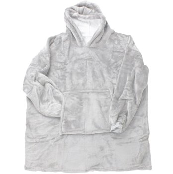 Тёплый плед-худи с капюшоном и большой карманом, серый