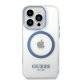 Guess iPhone 14 Pro Max Case Metal Outline MagSafe Blue