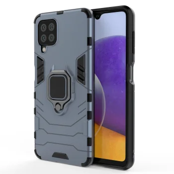 Vāciņš Samsung Galaxy A22 4G Ring Armor ar gredzenu-statīvu, zils