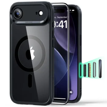 ESR Classic Hybrid MagSafe + Rūdītā stikla komplekts iPhone 17 Air - Caurspīdīgi melns | Tempered Glass Screen...