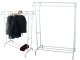 Metal Standing Clothes Rack with Shoe Shelf, White