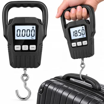 Digitālie bagāžas svari ar āķi, ceļojumu un makšķerēšanas svari, LCD 50 kg / 10 g