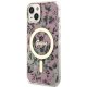 Guess iPhone 14 vāciņš Flower MagSafe, rozā