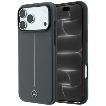 Чехол Mercedes Leather Semi Wrap Iconic Line MagSafe для iPhone 18 Pro / 17 Pro, антрацит