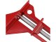 Corner woodworking clamp with metal jaws, 75 mm, red