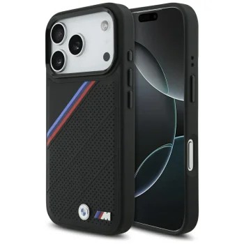 BMW iPhone 17 Pro vāciņš M Tricolor Metal Logo MagSafe, melns