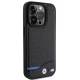 BMW iPhone 15 Pro vāciņš Leather Carbon, melns