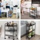 ModernHome 3-Tier Metal Utility Cart on Wheels for Storage, Black