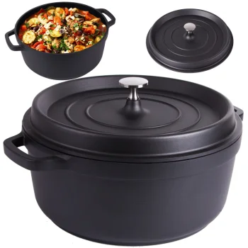 Sautējamais katls-cepešpanna ar vāku 7l, non-stick, indukcijai un gāzei, melns