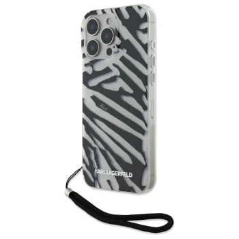 Apple iPhone 16 Pro 6.3'' Karl Lagerfeld IML Zebra Pattern & Cord Cover Case, Black | Telefona Vāciņš Maciņš...