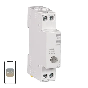 Умный выключатель на DIN-рейку MOES WCB-A5-TW-E1 Wi-Fi со счетчиком