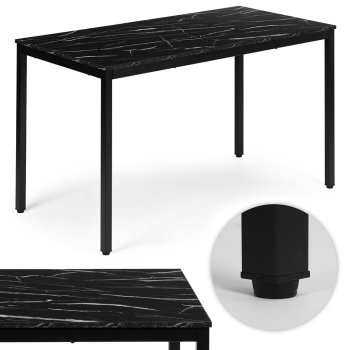 ModernHome Kitchen Dining Table 120x60 cm for 4-5 People, Black Marble