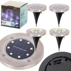 Saules Dārza Zemē Iebūvējamas Āra Spotlampas Apgaismojums 8 LED, Silti Balts, 4 gab. | Solar Outdoor Ground Lights Garden Path, Warm White