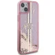 Guess iPhone 15 Plus / 14 Plus vāciņš Liquid Glitter Gold Stripes, rozā