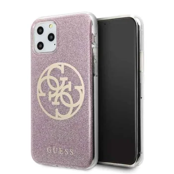 Чехол Guess 4G Circle Glitter для iPhone 11 Pro розовый