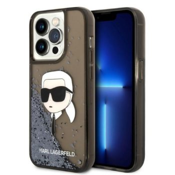 Karl Lagerfeld Glitter Karl's Head vāciņš iPhone 14 Pro Max - melns