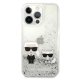 Karl Lagerfeld Liquid Glitter Karl & Choupette Case for iPhone 13 Pro / 13 - Silver