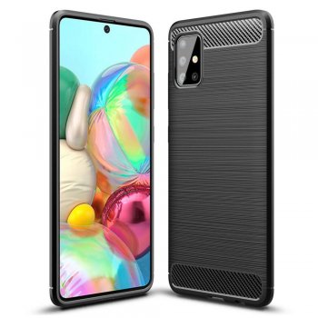 Samsung Galaxy A51 (SM-A515F) Carbon Fiber TPU Case - Black | Telefona vāciņš, Melns