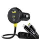 Baseus Circular 60W USB-A + USB-C automašīnas lādētājs ar iebūvētu Lightning + USB-C kabeli 1.4m - Melns | Phone...