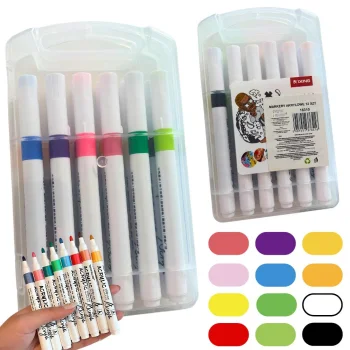 Acrylic Marker Set 12 Pcs for Glass, Plastic, Metal, Wood + Case