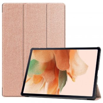 Samsung Galaxy Tab S7 FE (SM-T730 SM-T736B) Full Protection Tri-fold Stand Design Leather Case Cover, Rose Gold | Vāks...