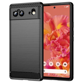 Google Pixel 6 Carbon Flexible Cover TPU Case, Black | Telefona Maciņš Vāciņš Apvalks Bampers